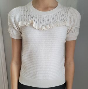 Ann Taylor Loft Elegant Cream Knit Top XXS Petite